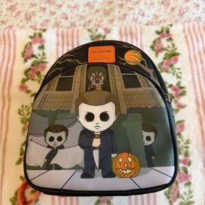 Loungefly Halloween Michael Myers Black Gray Pumpkin Mini Backpack